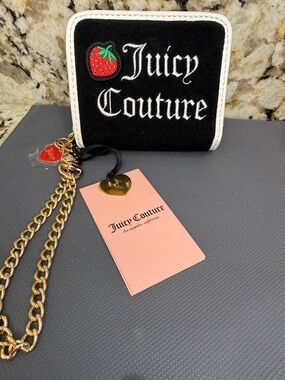 NWT Juicy Couture Black Wallet with Strawberry Patch Wallet Limited Edition